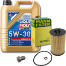 20647 LIQUI MOLY Longlife III 5W-30 + MANN-FILTER HU 7020 z Ölfilter + Ölablassschraube mit Dichtungen, 5l