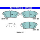 ATE | Bremsbelagsatz, Scheibenbremse | 13.0470-5522.2 ATE | Bremsbelagsatz, Scheibenbremse | 13.0470-5522.2