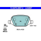 ATE | Bremsbelagsatz, Scheibenbremse | 13.0470-2867.2 ATE | Bremsbelagsatz, Scheibenbremse | 13.0470-2867.2