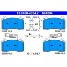 ATE | Bremsbelagsatz, Scheibenbremse | 13.0460-4894.2 ATE | Bremsbelagsatz, Scheibenbremse | 13.0460-4894.2