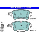 ATE | Bremsbelagsatz, Scheibenbremse | 13.0470-2796.2 ATE | Bremsbelagsatz, Scheibenbremse | 13.0470-2796.2