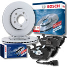 BOSCH 0 986 478 853 Bremsscheibe 255,7mm + 0 986 494 019 Bremsbeläge Low-Metallic, mit Verschleißsensor, Kolbenclip, Anti-Quietsch-Blech