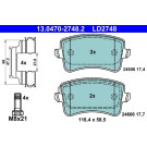 ATE | Bremsbelagsatz, Scheibenbremse | 13.0470-2748.2 ATE | Bremsbelagsatz, Scheibenbremse | 13.0470-2748.2