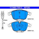 ATE | Bremsbelagsatz, Scheibenbremse | 13.0460-7252.2 ATE | Bremsbelagsatz, Scheibenbremse | 13.0460-7252.2