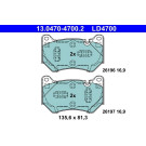 ATE | Bremsbelagsatz, Scheibenbremse | 13.0470-4700.2 ATE | Bremsbelagsatz, Scheibenbremse | 13.0470-4700.2