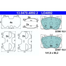 ATE | Bremsbelagsatz, Scheibenbremse | 13.0470-4892.2