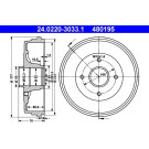 ATE | Bremstrommel | 24.0220-3033.1