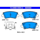 ATE | Bremsbelagsatz, Scheibenbremse | 13.0460-5504.2 ATE | Bremsbelagsatz, Scheibenbremse | 13.0460-5504.2