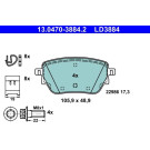 ATE | Bremsbelagsatz, Scheibenbremse | 13.0470-3884.2 ATE | Bremsbelagsatz, Scheibenbremse | 13.0470-3884.2