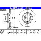 ATE 24.0122-0163.1 Bremsscheibe 256,0x22,0mm, 5x100,0, Belüftet, beschichtet, hochgekohlt