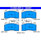 ATE | Bremsbelagsatz, Scheibenbremse | 13.0460-4991.2 ATE | Bremsbelagsatz, Scheibenbremse | 13.0460-4991.2