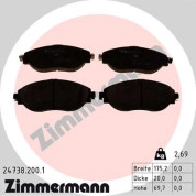 Zimmermann | Bremsbelagsatz, Scheibenbremse | 24738.200.1