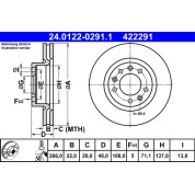 ATE | Bremsscheibe | 24.0122-0291.1