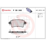 Brembo | Bremsbelagsatz, Scheibenbremse | P 59 040