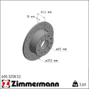 Zimmermann | Bremsscheibe | 600.3258.52