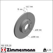 Zimmermann | Bremsscheibe | 100.1215.20