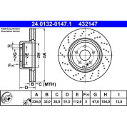 ATE | Bremsscheibe | 24.0132-0147.1