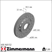 Zimmermann | Bremsscheibe | 600.1601.52