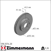 Zimmermann | Bremsscheibe | 590.2574.20