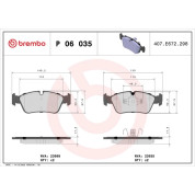 Brembo | Bremsbelagsatz, Scheibenbremse | P 06 035