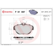 Brembo | Bremsbelagsatz, Scheibenbremse | P 61 087