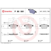 Brembo | Bremsbelagsatz, Scheibenbremse | P 85 081