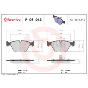 Brembo | Bremsbelagsatz, Scheibenbremse | P 06 043