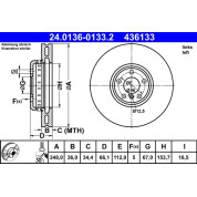 ATE | Bremsscheibe | 24.0136-0133.2