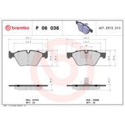 Brembo | Bremsbelagsatz, Scheibenbremse | P 06 036