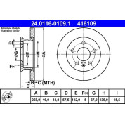 ATE | Bremsscheibe | 24.0116-0109.1