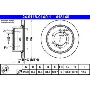 ATE | Bremsscheibe | 24.0118-0140.1