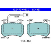ATE | Bremsbelagsatz, Scheibenbremse | 13.0470-4867.2