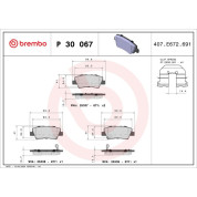 Brembo | Bremsbelagsatz, Scheibenbremse | P 30 067