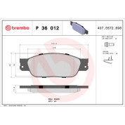 Brembo | Bremsbelagsatz, Scheibenbremse | P 36 012