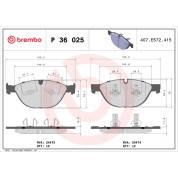 Brembo | Bremsbelagsatz, Scheibenbremse | P 36 025