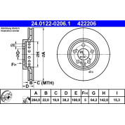 ATE | Bremsscheibe | 24.0122-0206.1