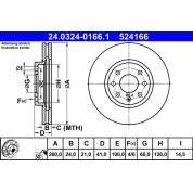 ATE | Bremsscheibe | 24.0324-0166.1