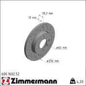 Zimmermann | Bremsscheibe | 600.1602.52