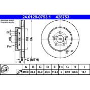 ATE | Bremsscheibe | 24.0128-0753.1