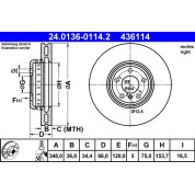 ATE | Bremsscheibe | 24.0136-0114.2