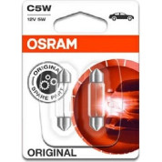 Osram | Glühlampe, Kennzeichenleuchte | Original C5W 12V 5W 36mm Doppelblister | 6418-02B