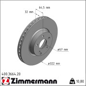 Zimmermann | Bremsscheibe | 400.3664.20