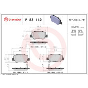 Brembo | Bremsbelagsatz, Scheibenbremse | P 83 112