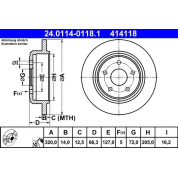 ATE | Bremsscheibe | 24.0114-0118.1