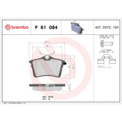 Brembo | Bremsbelagsatz, Scheibenbremse | P 61 084