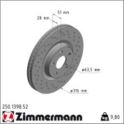 Zimmermann | Bremsscheibe | 250.1398.52