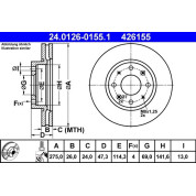 ATE | Bremsscheibe | 24.0126-0155.1