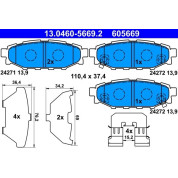 ATE | Bremsbelagsatz, Scheibenbremse | 13.0460-5669.2