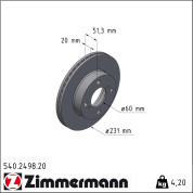 Zimmermann | Bremsscheibe | 540.2498.20