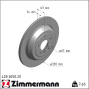 Zimmermann | Bremsscheibe | 400.3650.20